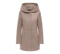 Langjacke ONLY "ONLBLAKE HOOD COAT CC OTW", Damen, Gr. L, beige (mocha meringue detail:melange), Web, Obermaterial: 100% Polyester, meliert, Po-bedeckend, Jacken Langjacke, Kunstfaser, Eingrifftaschen