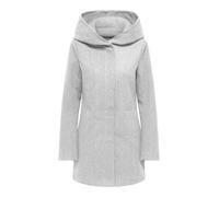 Langjacke ONLY "ONLBLAKE HOOD COAT CC OTW", Damen, Gr. XS, grau (light grau melange), Web, Obermaterial: 100% Polyester, unifarben, Po-bedeckend, Jacken Langjacke, Kunstfaser, Eingrifftaschen, Topsell