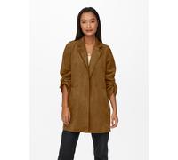 Langjacke ONLY "ONLJOLINE FAUX SUEDE COAT LIFE CC OTW", Damen, Gr. M, braun (cognac), Web, Obermaterial: 92% Polyester, 8% Elasthan, unifarben, modisch, regular fit, tiefer V-Ausschnitt, Langarm mit R
