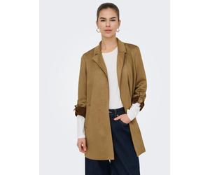 Langjacke ONLY "ONLJOLINE FAUX SUEDE COAT LIFE CC OTW", Damen, Gr. M, braun (cognac), Web, Obermaterial: 92% Polyester, 8% Elasthan, unifarben, regular fit Po-bedeckend, tiefer V-Ausschnitt, mit Riege