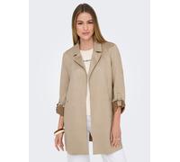 Langjacke ONLY "ONLJOLINE FAUX SUEDE COAT LIFE CC OTW", Damen, Gr. M, silber (silber mink), Web, Obermaterial: 92% Polyester, 8% Elasthan, unifarben, regular fit Po-bedeckend, tiefer V-Ausschnitt, mit