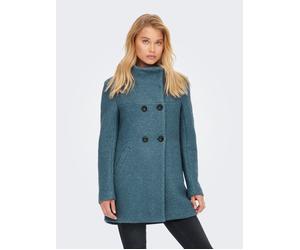 Langjacke ONLY "ONLNEWSOPHIA WOOL COAT OTW CC", Damen, Gr. S, blau mirage, Web, Obermaterial: 70% Polyester, 30% Wolle, unifarben, regular fit Po-bedeckend, Jacken Langjacke, Materialmix (71569261-S)