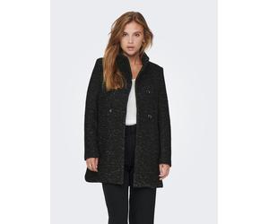 Langjacke ONLY "ONLNEWSOPHIA WOOL COAT OTW CC", Damen, Gr. XS, schwarz (schwarz detail:melange), Web, Obermaterial: 70% Polyester, 30% Wolle, meliert, regular fit Po-bedeckend, Jacken Langjacke, Mater