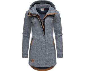 Langjacke RAGWEAR "Letty Intl.", Damen, Gr. XXXL(46), blau, Sweatware, 70% Baumwolle, 30% Polyester, tailliert ca. Mitte Oberschenkel, hoch geschlossener Ausschnitt, Ärmel ohne Ärmelschlitz normaler S