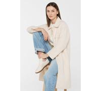 Langjacke SENSES.THE LABEL, Damen, Gr. XS/S, weiß, Web, Material: 50% Wolle, 50% Polyester, unifarben, oversize lang, eingesetzt gerader Abschluss, Jacken Langjacke, mit langem Gehschlitz (92902404-XS