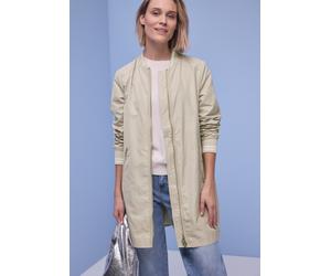 Langjacke STREET ONE, Damen, Gr. 36, powder beige, Web, Obermaterial: 100% Polyester. Futter: 100% Polyester, unifarben, bequem ca. Mitte Oberschenkel, Rundhals, Flachstrickbündchen, Jacken Langjacke,