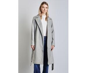 Langjacke STREET ONE, Damen, Gr. 44, grau (metallic grau), Stoff, Obermaterial: 100% Polyester; Futter: 100% Polyester, unifarben, gerade knielang, V-Ausschnitt, Bündchen, Jacken Langjacke, mit Bindeg