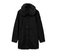 Langjacke VERO MODA "VMAUTUMN COZY JACKET GA BOO", Damen, Gr. XS, schwarz detail:with schwarz collar, Web, Obermaterial: 100% Polyester, unifarben, regular fit, Jacken Langjacke (73666229-XS) schwarz