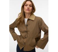 Langjacke VERO MODA "VMCHELSEAFIA SHORT JACKET BOO", Damen, Gr. S, cub detail:kelp, Web, Obermaterial: 100% Polyester, unifarben, comfort fit lang, Jacken Langjacke, mit Kontrastdetails (87764601-S) c