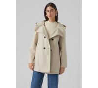 Langjacke VERO MODA "VMFORTUNESHILA JACKET GA NOOS", Damen, Gr. S, oatmeal detail:melange, Web, Obermaterial: 100% Polyester, meliert, knielang, Jacken Langjacke (68047041-S) oatmeal detail:melange