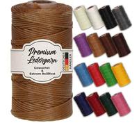 Langlauf Premium gewachster Lederfaden, 100m, haselnussbraun | extra reißfestes Sattlergarn, für Lederarbeiten, Nähen & DIY, mit Wachsbeschichtung