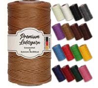 Langlauf Premium gewachster Lederfaden, 100m, tabakbraun | extra reißfestes Sattlergarn, für Lederarbeiten, Nähen & DIY, mit Wachsbeschichtung