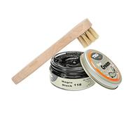 Langlauf Schuhbedarf TRG Schuhcreme mit Auftragsbürste I Lederschuh Pflege Set I Schuhputzsets Leder, Schuhbürstenset, Schuh Reinigung Set, Lederpflege Set (schwarz 118)