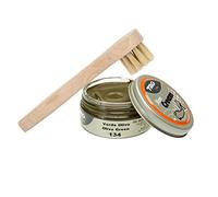 Langlauf Schuhbedarf TRG Schuhcreme mit Auftragsbürste I Lederschuh Pflege Set I Schuhputzsets Leder, Schuhbürstenset, Schuh Reinigung Set, Lederpflege Set (olivgrün 134)