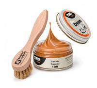 Langlauf Schuhbedarf TRG Schuhcreme mit Auftragsbürste - Lederpflege Set für Glattleder | Farbauffrischung, Pflege & Schutz | Schuhcreme 50 ml für Schuhe, Taschen & Lederaccessoires (gazelle)