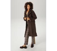 Langmantel ANISTON CASUAL, Damen, Gr. 44, braun, Plüsch, Obermaterial: 100% Polyester, unifarben, figurumspielend kniebedeckend, Mäntel, mit "Locken" am Reverskragen und den Ärmeln (99539662-44) braun