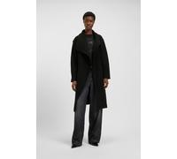 Langmantel BOSS ORANGE "Cayla Premium Damenmode", Damen, Gr. 36, schwarz 001, Bouclé, Obermaterial: 60% Polyester, 40% Wolle, unifarben, regular fit kniebedeckend, hoch geschlossener Ausschnitt, Mänte