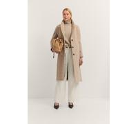 Langmantel BUGATTI "Loose Fit", Damen, Gr. 38, 40, beige, 49% Baumwolle, 24% Wolle, 23% Polyester, 2% sonstige Fasern, 2% Polyamid, unifarben, loose fit, Mäntel Langmantel, mit Reverskragen & Flexcity