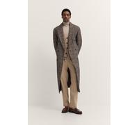 Langmantel BUGATTI "Loose Fit", Herren, Gr. 54, braun (80, braun), 54% Wolle, 20% Polyacryl, 18% Polyamid, 8% Polyester, kariert, loose fit, normaler Saum, Mäntel Langmantel, Zwei-Reiher mit Glencheck