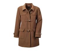 Langmantel GOLDNER "Kurzgröße Dufflecoat", Damen, Gr. 24, braun, Obermaterial: 92% Polyester PES. 6% Viskose CV. 2% Elasthan EL., figurumspielend, Sonstiges, Mäntel, mit leichter, wärmender Wattierung