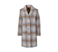Langmantel GOLDNER "Kurzgröße Kurzgröße - Karo-Wollmantel", Damen, Gr. 23, braun (camel, hellblau, kariert), Obermaterial: 58% Wolle WO. 33% Polyester PES. 9% Polyacryl PAN., Mäntel (12466331-23) came