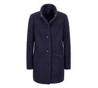 Langmantel GOLDNER "Kurzgröße Stepp-Winterjacke mit Kapuze", Damen, Gr. 25, blau (marine), Obermaterial: 50% Polyester PES. 50% Wolle mw., figurumspielend, Mäntel, Mit hochwertigem Twillfutter (694230