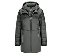 Langmantel GOLDNER "Kurzgröße Steppmantel mit Softshell-Einsatz", Damen, Gr. 22, grün (khaki), Obermaterial: 50% Polyamid PA. 47% Polyester PES. 3% Elasthan EL., Mäntel, mit Softshell-Einsatz (2733761