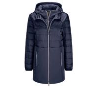 Langmantel GOLDNER "Kurzgröße Steppmantel mit Softshell-Einsatz", Damen, Gr. 23, blau (marine), Obermaterial: 50% Polyamid PA. 47% Polyester PES. 3% Elasthan EL., Mäntel, mit Softshell-Einsatz (362765