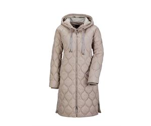 Langmantel GOLDNER "Kurzgröße Wintermantel mit Stehkragen und Kapuze", Damen, Gr. 19, beige (taupe), Obermaterial: 100% Polyamid PA., Rippe, Mäntel, mit seitlichen Reißverschlüssen (52993607-19) taupe