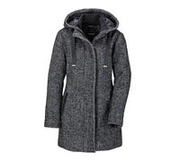 Langmantel GOLDNER "Kurzgröße Wollmantel mit Fischgräten-Muster", Damen, Gr. 24, schwarz-weiß (schwarz, weiß), Obermaterial: 50% Polyester PES. 50% Wolle WO., Sonstiges, Mäntel, Mit Strickbündchen am 