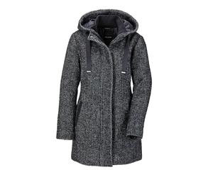 Langmantel GOLDNER "Wollmantel mit Fischgräten-Muster", Damen, Gr. 46, schwarz-weiß (schwarz, weiß), Obermaterial: 50% Polyester PES. 50% Wolle WO., Sonstiges, Mäntel, Mit Strickbündchen am Kragen (32