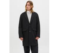 Langmantel JACK & JONES "JJEHARRIS COAT SN", Herren, Gr. S, schwarz, Web, Obermaterial: 70% Polyester, 15% Polyacryl, 10% Wolle, 5% sonstige Fasern, unifarben, regular fit ca. Mitte Oberschenkel, V-Au