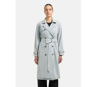 Langmantel KHUJO "Hera", Damen, Gr. XL (42), bleached blau, Obermaterial: 100% Baumwolle. Futter: 100% Polyester, tailliert kniebedeckend, V-Ausschnitt, Ärmel ohne Ärmelschlitz abgesteppte Kante, Mänt