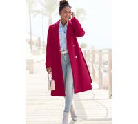 Langmantel LASCANA, Damen, Gr. 36, bordeaux, Flanell, Obermaterial: 90% Polyester, 10% Viskose. Futter: 100% Polyester, unifarben, figurumspielend wadenlang, tiefer V-Ausschnitt, Mäntel, mit Reverskra