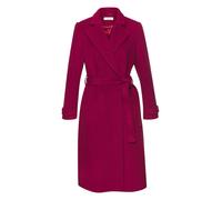 Langmantel LASCANA, Damen, Gr. 42, bordeaux, Flanell, Obermaterial: 90% Polyester, 10% Viskose. Futter: 100% Polyester, unifarben, figurumspielend wadenlang, tiefer V-Ausschnitt, Mäntel, mit Reverskra