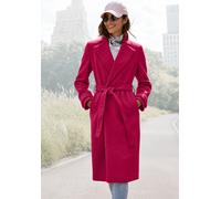 Langmantel LASCANA, Damen, Gr. 36, bordeaux, Flanell, Obermaterial: 90% Polyester, 10% Viskose. Futter: 100% Polyester, unifarben, figurumspielend wadenlang, tiefer V-Ausschnitt, Mäntel, mit Reverskra