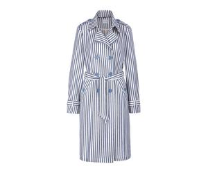 Langmantel MADELEINE "Trenchcoat Trenchcoat mit Streifen", Damen, Gr. 34, weiß (wollweiß, rauchblau), Obermaterial: 100% Baumwolle CO., Modern, Mäntel (82524065-34) wollweiß, rauchblau