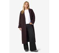 Langmantel NOISY MAY "NMCADDY L/S LONG COAT FWD NOOS", Damen, Gr. M, braun (chocolate plum), Web, Obermaterial: 100% Polyester, unifarben, ca. Mitte Wade, V-Ausschnitt, Mäntel, Kunstfaser, loose fit (