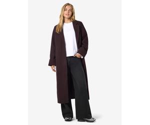 Langmantel NOISY MAY "NMCADDY L/S LONG COAT FWD NOOS", Damen, Gr. S, braun (chocolate plum), Web, Obermaterial: 100% Polyester, unifarben, ca. Mitte Wade, V-Ausschnitt, Mäntel, Kunstfaser, loose fit (