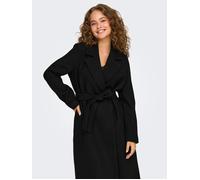 Langmantel ONLY "ONLALVILDA LIFE WRAP COAT OTW", Damen, Gr. L, schwarz (schwarz detail:solid), Web, Obermaterial: 100% Polyester, unifarben, regular fit knieumspielend, V-Ausschnitt, Mäntel (84640857-