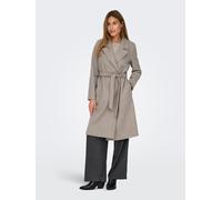 Langmantel ONLY "ONLALVILDA LIFE WRAP COAT OTW", Damen, Gr. S, grau (simply taupe detail:melange), Web, Obermaterial: 100% Polyester, meliert, regular fit knieumspielend, V-Ausschnitt, Mäntel (8488645