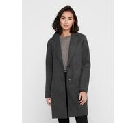 Langmantel ONLY "ONLCARRIE BONDED COAT OTW NOOS", Damen, Gr. S, grau (dunkelgrau melange), Web, Obermaterial: 100% Polyester, unifarben, weit ca. Mitte Oberschenkel, V-Ausschnitt, Mäntel Langmantel, P