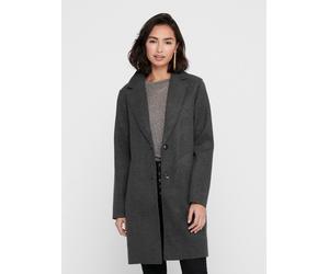 Langmantel ONLY "ONLCARRIE BONDED COAT OTW NOOS", Damen, Gr. XS, grau (dunkelgrau melange), Web, Obermaterial: 100% Polyester, unifarben, weit ca. Mitte Oberschenkel, V-Ausschnitt, Mäntel, Polyester,