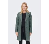 Langmantel ONLY "ONLCARRIE BONDED COAT OTW NOOS", Damen, Gr. XS, grün (balsam grün detail:melange), Web, Obermaterial: 100% Polyester, meliert, weit ca. Mitte Oberschenkel, V-Ausschnitt, Mäntel Langma