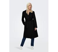 Langmantel ONLY "ONLNICOLE LIGHT WRAP COAT CS OTW", Damen, Gr. S (36), schwarz, Web, Obermaterial: 85% Polyester, 15% Baumwolle, unifarben, loose fit lang, Mäntel Langmantel (35333739-S)