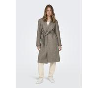 Langmantel ONLY "ONLNICOLE LIGHT WRAP COAT CS OTW", Damen, Gr. XS, braun (walnut detail:melange), Web, Obermaterial: 85% Polyester, 15% Baumwolle, meliert, loose fit lang, Mäntel Langmantel (59517438-