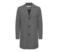 Langmantel ONLY & SONS "ONSMAYLON OTL LIFE WOOL COAT OTW", Herren, Gr. M, grau (medium grau melange), Web, Obermaterial: 90% Polyester, 10% Wolle, meliert, regular fit, Mäntel Langmantel (75590355-M)