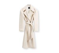 Langmantel RICANO "Klassischer Mantel Patrizia", Damen, Gr. M-L, beige (weiß), Obermaterial: 100% Polyester PES. Futter: 100% Polyester PES., weit, V-Ausschnitt, Mäntel, Handgefertigt, Made in Italy (