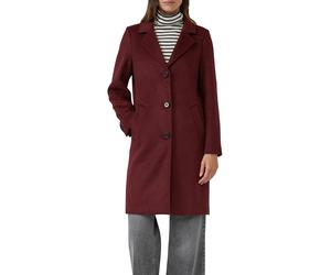 Langmantel S.OLIVER, Damen, Gr. 44, rot (dunkelrot), Web, Obermaterial: 70% Polyester, 30% Wolle. Futter: 100% Polyester, unifarben, gerade kniebedeckend, V-Ausschnitt, Mäntel, mit Reverskragen und Wo