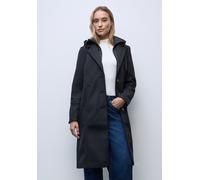 Langmantel STREET ONE, Damen, Gr. 34, obsidian blau, Stoff, Obermaterial: 100% Polyester; Untermaterial: 100% Polyester; Futter: 100% Polyester, unifarben, normal kniebedeckend, V-Ausschnitt, abgestep